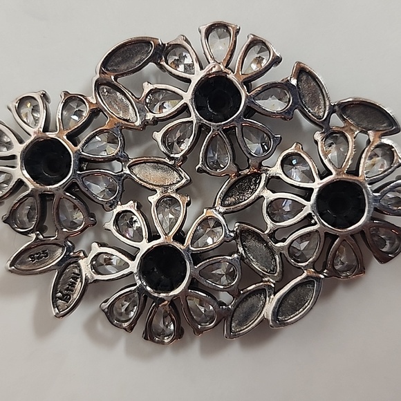 Kanishka New York Swarovski Marcasite Elegant Silver Floral Pendant Necklace WOW - Picture 6 of 10